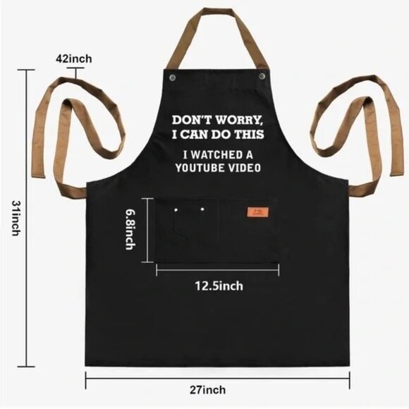 men's funny apron father's day birthday gift dad husband grandpa youtube black O - Picture 2 of 4